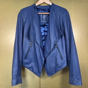 My Tribe Genuine Leather Jacket Size Medium Open Front Soft Lightweight Spring